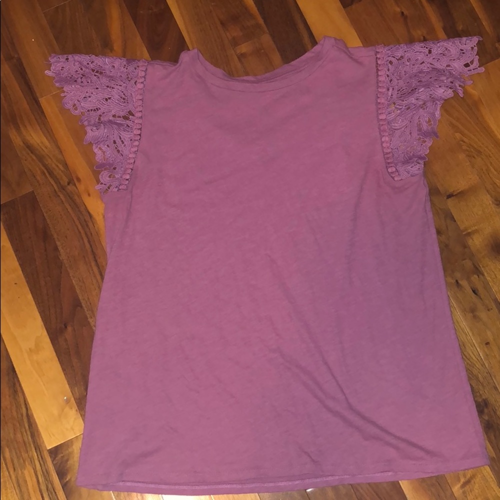 Loft shirt with lace sleeve detail